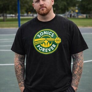 Seattle Supersonics Forever T-Shirt XL  Basketball Black Sonics Champion Label